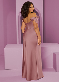 Barbie ♥ Azazie Jurken voor bruidsmeisjes Converteerbaar Jurk van Stretch Satijn met Kolom Off the Shoulder Stoffige Roos image9