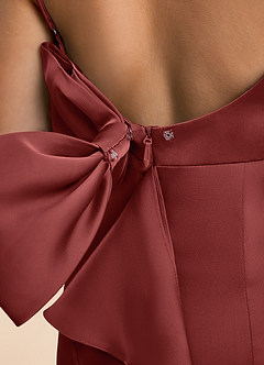 Azazie Lioren Junior Etui Schleifen Stretch-Satin Kleid Terrakotta image6