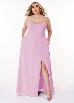 Azazie Moira Bridesmaid Dresses Candy Pink A-Line Scoop Chiffon Dress image8