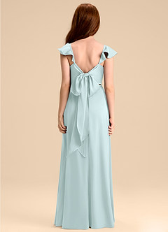 Azazie Everett Junior Jurk van Stretch Satijn met A-Lijn Boog Zeeglas image2