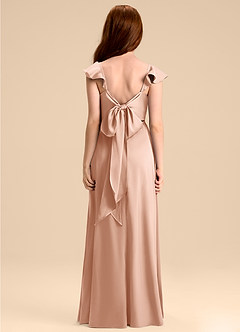 Azazie Everett Junior Rose Gold A-Line Bow Stretch Satin Dress image2