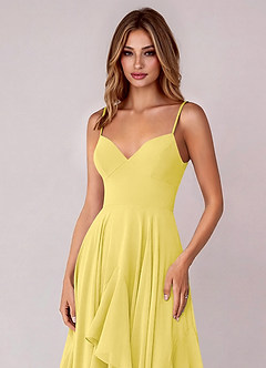 Azazie Zaina Brautjungfernkleider A-Linie Chiffon Kleid Kanarienvogel image2