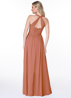 Azazie Jaclyn Robes de demoiselle d'honneur Robe Trapèze en Mousseline de soie Plissée Mai Tai image2