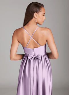 Azazie Llana Gravid brudtärna klänningar Klänning A-Linje med fickor Golvlängd Stretch Satin image4