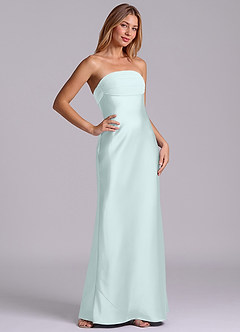 Azazie Ailanie Brudtärnklänningar Klä av Tubklänning i Stretch Satin Axelbandslös Havsglas image5