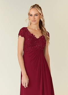 Azazie Jet Kleider für die Brautmutter A-Linie Pailletten Chiffon Kleid Burgunderrot image6