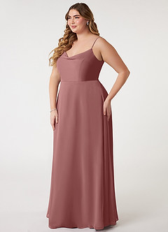 Azazie Daenerys Bridesmaid Dresses Desert Rose A-Line Cowl Chiffon Dress image10