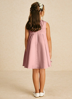 Azazie Zoey Flower Girl Dresses Rose Gold A-Line Bow Matte Satin Dress image5