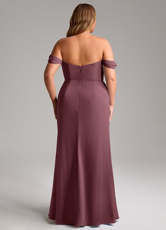 Azazie Saige Jurken voor bruidsmeisjes Converteerbaar Jurk van Chiffon met A-Lijn Off the Shoulder Sangria image15