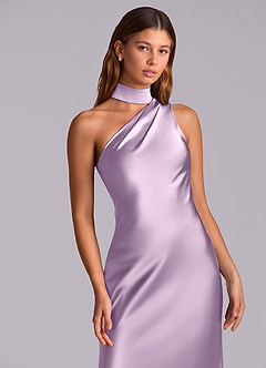 Azazie Seona 신부 들러리 드레스 인어 한쪽 어깨 스트레치 새틴 바닥 길이 드레스 image2