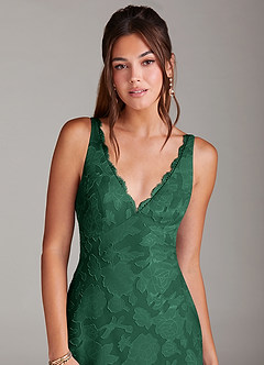 Azazie Tianna Brudtärnklänningar Klä av Tubklänning i Blommig Utbrändhet Spets Mörkgrön image6