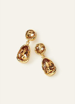 front Gemstone Bezel Drop Earrings