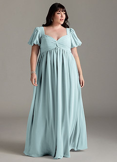 Azazie Madisynn Maternity Bridesmaid Dresses Bow Chiffon Floor-Length Dress image5
