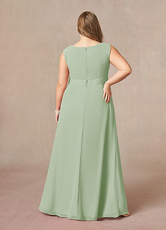Azazie Bettina Mother of the Bride Dresses Dusty Sage A-Line Lace Chiffon Dress image2