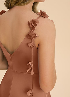 Azazie Gumdrop Junior Bronzer Empire Pleated Stretch Satin Dress image6