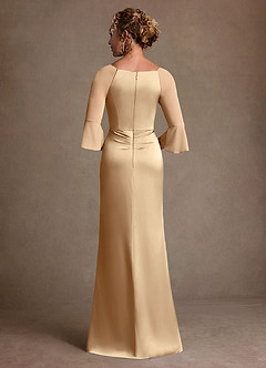 Azazie Nampa 신부의 어머니 드레스 쉬스 주름진 망사 플로어 길이 드레스 image3