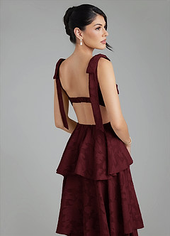 Azazie Jude Bridesmaid Dresses Cabernet A-Line Sweetheart Neckline Floral Burnout Dress image9