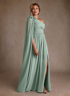 Azazie Lancaster Mère de la mariée Robes Robe Trapèze en Mousseline de soie Asymétrique Agave image3