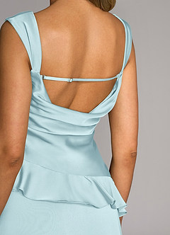Azazie Sloane Bridesmaid Dresses Cloud Blue A-Line Sweetheart Neckline Stretch Satin Dress image6