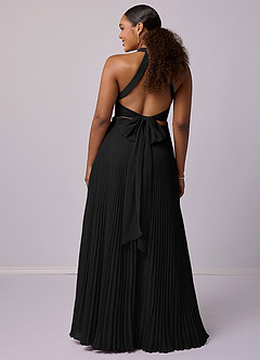 Barbie ♥ Azazie Robes de demoiselle d'honneur Robe Trapèze en Mousseline de soie Plissée Noir image8