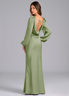Azazie Rylina Bridesmaid Dresses Dusty Sage Mermaid Long Sleeve Stretch Satin Dress image5