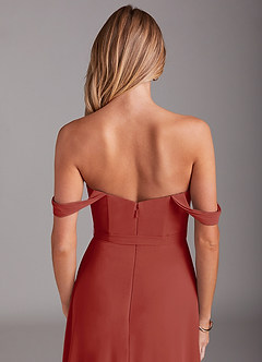 Azazie Aaron Bridesmaid Dresses Terracotta A-Line Off the Shoulder Chiffon Convertible Dress image8