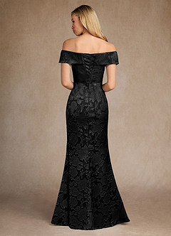 Azazie Canton Mother of the Bride Dresses Black Mermaid Off the Shoulder Floral Burnout Dress image4
