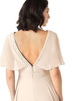 Azazie Pamela Bridesmaid Dresses White Alabaster A-Line V-Neck Pleated Chiffon Dress image5