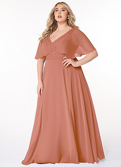 Azazie Pamela Bridesmaid Dresses MAI TAI A-Line V-Neck Pleated Chiffon Dress image6
