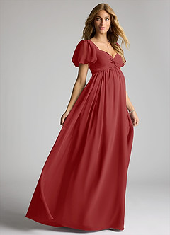 Azazie Madisynn Maternity Bridesmaid Dresses Bow Chiffon Floor-Length Dress image4