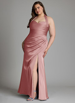 Azazie Destiny Vestidos de damas de honor Vestido Rosa Polvorienta de Satén Elástico de Corte Sirena con Escote corazón image10