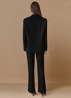 front Marina Black Refined Weave Straight-Leg Pants