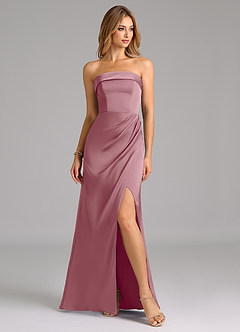 Azazie Aretha Bridesmaid Dresses Vintage Mauve A-Line Strapless Stretch Satin Convertible Dress image5
