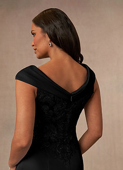 Azazie Calathea Mother of the Bride Dresses Black A-Line Lace Dress image4