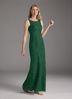 Azazie Whilhelmina Kleider für die Brautmutter Meerjungfrau-Linie Spitze Chiffon Kleid Dunkelgrün image4