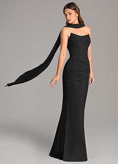 Azazie Sorrel Bridesmaid Dresses Black Mermaid Corset Chiffon Dress image3