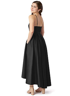 Azazie Jemima Junior Black A-Line with Pockets Stretch Satin Dress image5