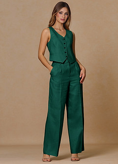 front Belicia Emerald 100% hør 2-delt jakkesæt