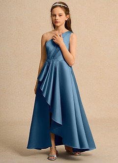 Azazie Taffy Junior Formal Flower Girl Klänningar Klä A-Line i Matt satäng Spets image5