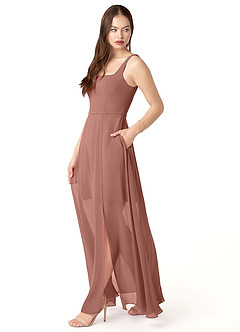 Azazie Renee Final Sale Desert Rose A-Line with Pockets Chiffon Dress image4