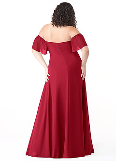 Azazie Sue Bridesmaid Dresses Scarlet A-Line Off the Shoulder Chiffon Convertible Dress image8