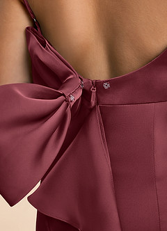 Azazie Lioren Junior Etui Schleifen Stretch-Satin Kleid Merlot image6
