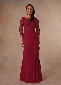 Azazie Calanthe Mother of the Bride Dresses Burgundy A-Line Scoop Chiffon Dress image1