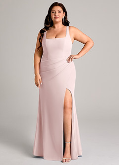 Azazie Mero Bridesmaid Dresses Blushing Pink Sheath Pleated Chiffon Dress image9