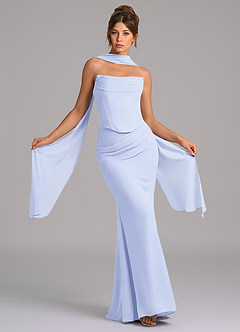 Azazie Sorrel Vestidos de damas de honor Vestido de Lavanda de Gasa de Corte Sirena con Corsé image1