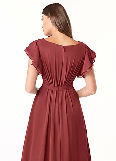 Azazie Daphne Modest Bridesmaid Dresses A-Line Ruffled Chiffon Floor-Length Dress image5