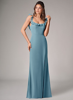 Azazie Callie Bridesmaid Dresses Moody Blue Mermaid Side Slit Chiffon Convertible Dress image3