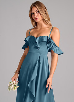 Azazie Lyra Bridesmaid Dresses Bermuda A-Line Off the Shoulder Stretch Satin Convertible Dress image7