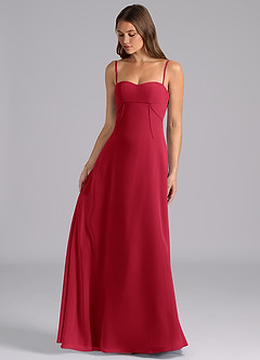 Azazie Valentine Bridesmaid Dresses Scarlet A-Line Corset Chiffon Dress image3