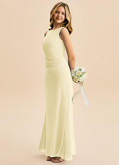 Azazie Floris Junior Robe Trapèze en Mousseline de soie Plissée Sorbet Citron image5